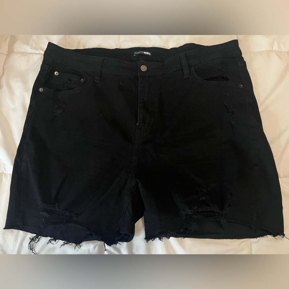 Fashion Nova Classic Black Denim Shorts